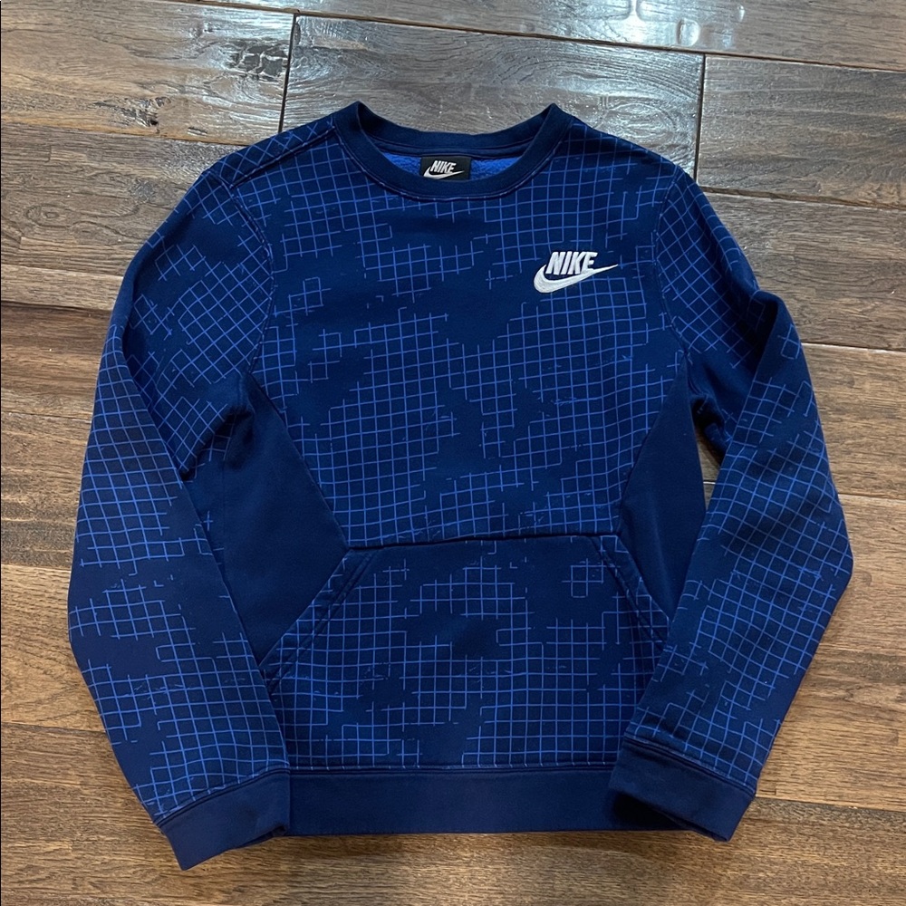 Nike Boy’s Navy Patterned Crewneck Sweatshirt